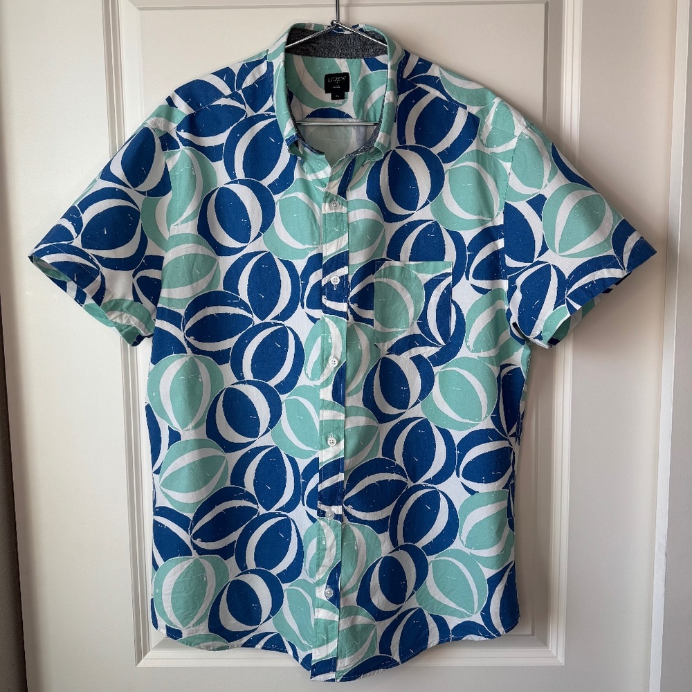 J.Crew Men's Patterned Short Sleeve Button-Down Shirt - Size XL